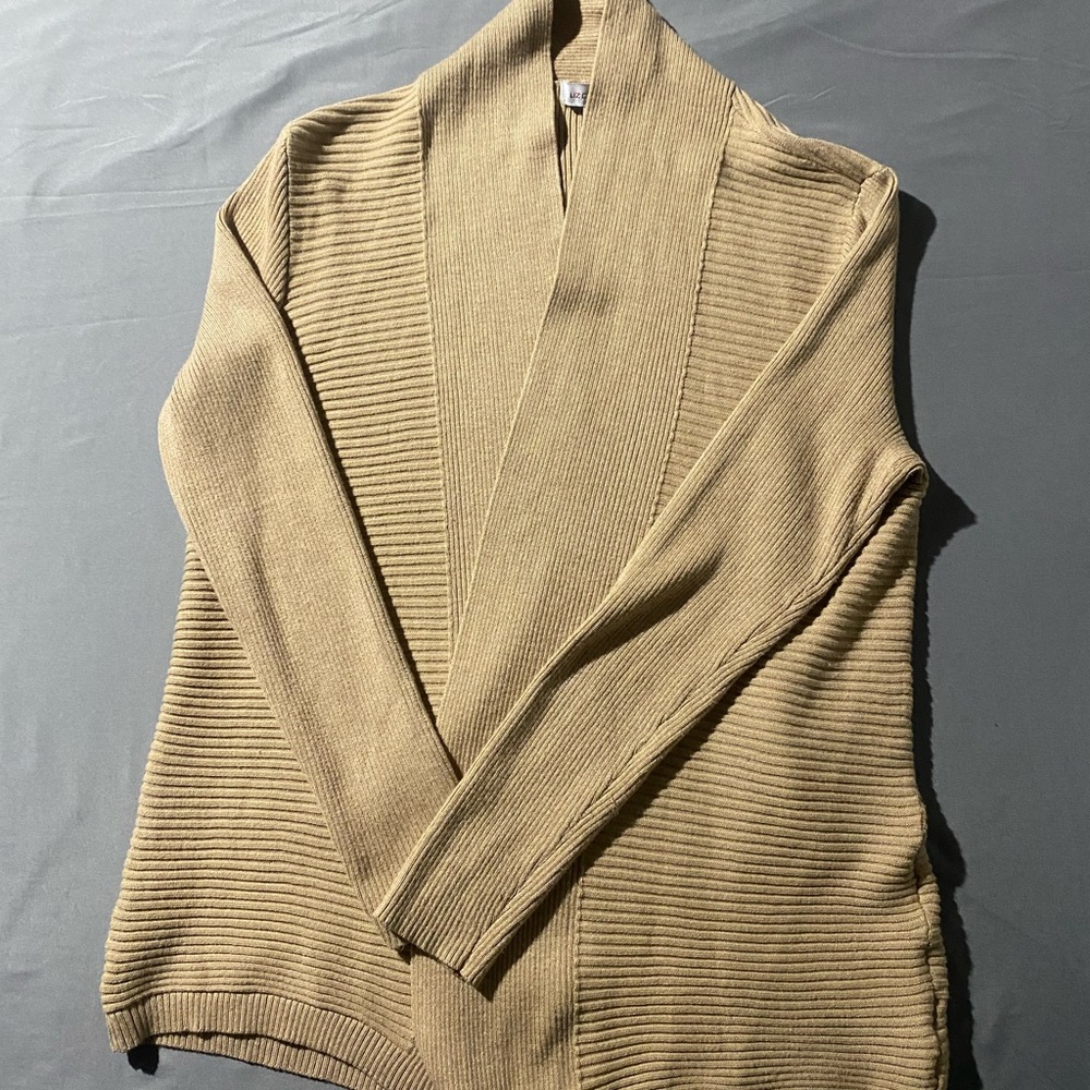Liz Claiborne Beige Ribbed Cardigan